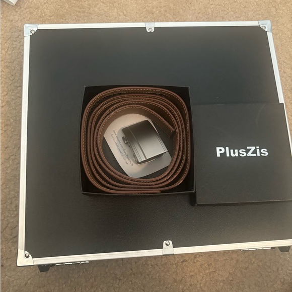 PlusZis Other - Men's Leather Ratchet Dress Belt Big And Tall With Automatic Buckle